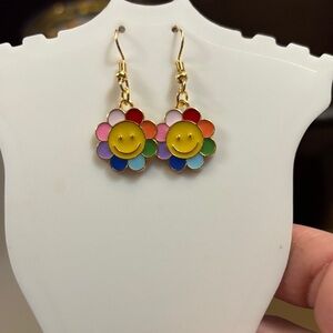 Handmade Colorful Smiley Flower Earrings
